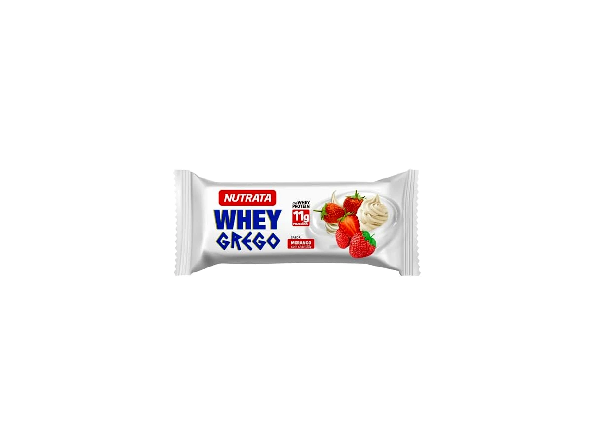 Barra de Proteína Whey Grego Bar Sabor Morango com Chantilly (40g) - Nutrata