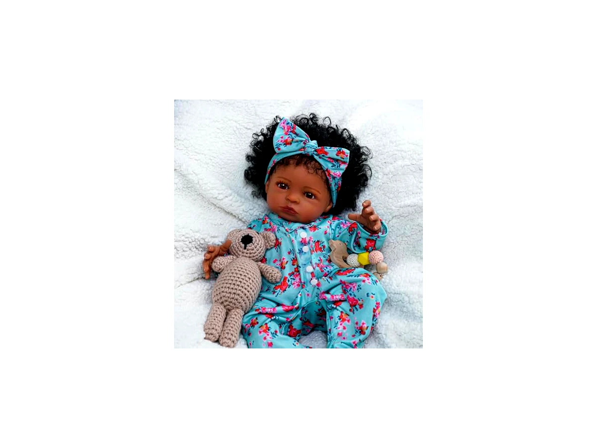 Brastoy Bebê Reborn Boneca Silicone Menina Negra Realista 55cm