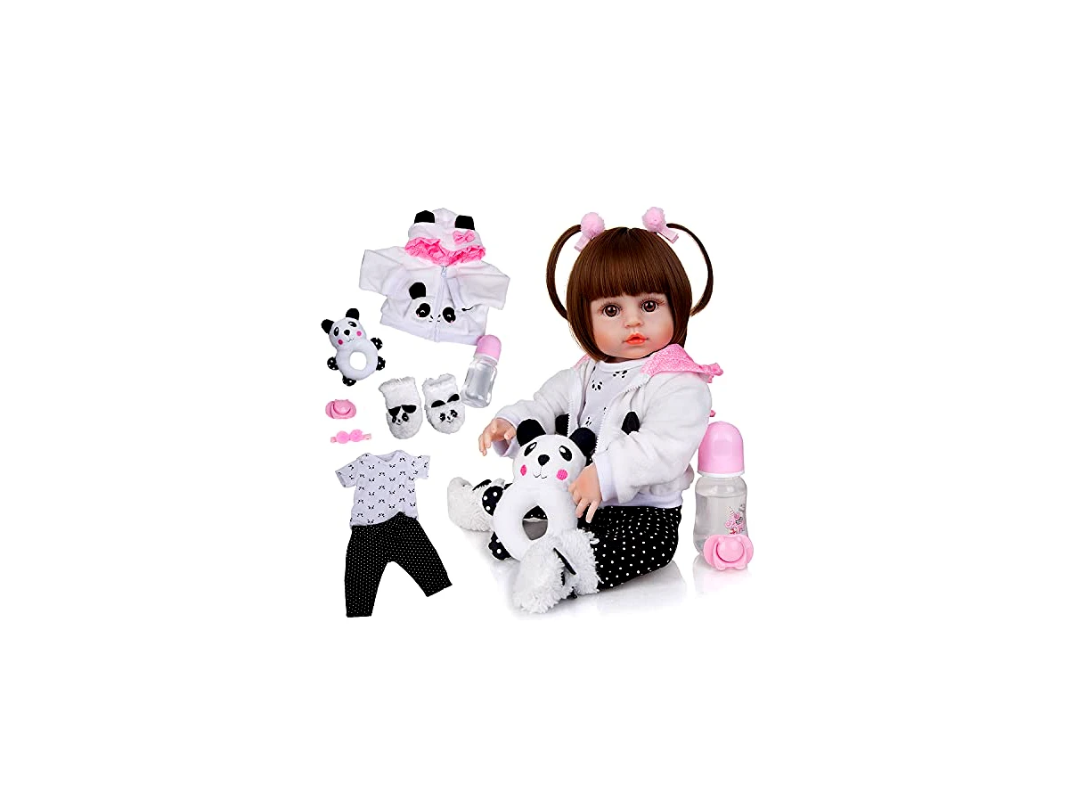 Brastoy Bebê Reborn Boneca Silicone Menina Original Pode Dar Banho 48cm