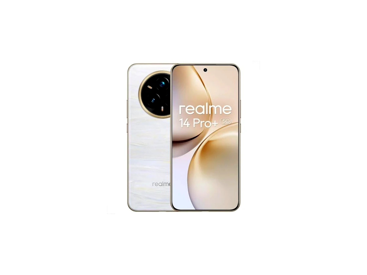 Celular Realme 14 Pro+ 5G, Tela OLED 6,83" 120Hz, Dual SIM, Câmera Tripla 50MP com OIS, 256GB, 12GB Branco Pérola