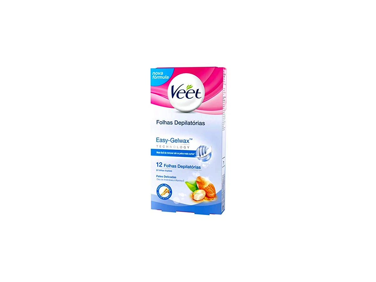 Folhas Prontas para Depilação Corporal Veet Peles Delicadas com Óleo de Amêndoas e Vitamina E