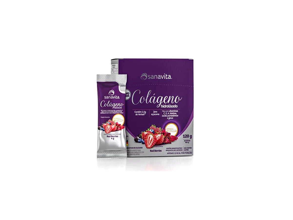 Colágeno Ácido Hialurônico + Verisol Sanavita Sabor Frutas Vermelhas 300g