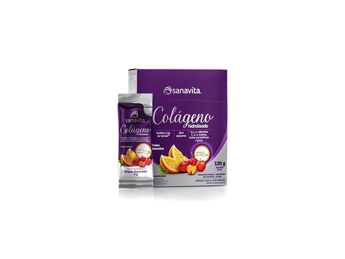 Sanavita Colágeno Hidrolisado Verisol com Ácido Hialurônico Sabor Frutas Amarelas (Lata 270g)