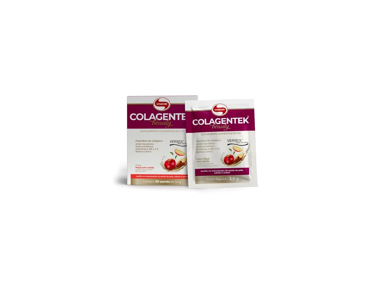 Colagentek Beauty (Verisol + Ácido Hialurônico) Sabor Maçã com Canela 225g - Vitafor