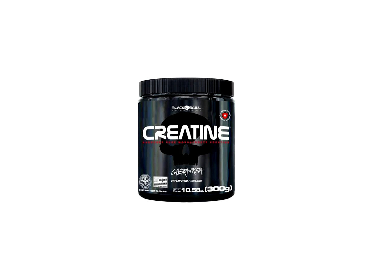 Creatina 100% Pura Caveira Preta Black Skull Pote (300g)