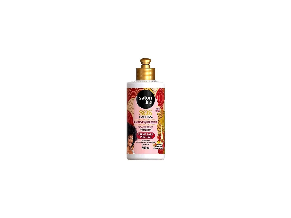 Salon Line Creme de Pentear S.O.S Cachos Rícino e Queratina Reparação Extrema 300ml