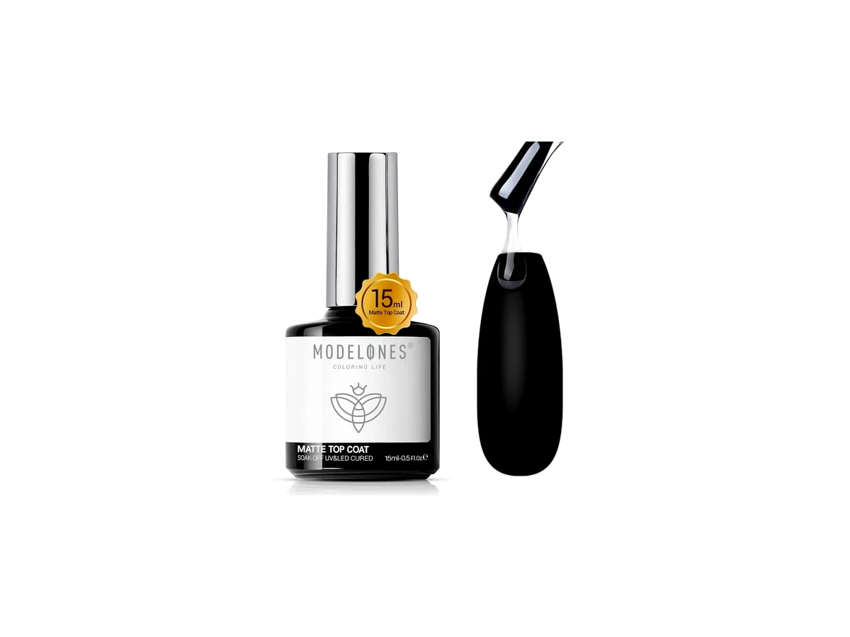 modelones Matte Gel Nail Polish Top Coat, 15ml No Wipe Top Coat Summer Gel Nail Polish Soak Off Matte Finish