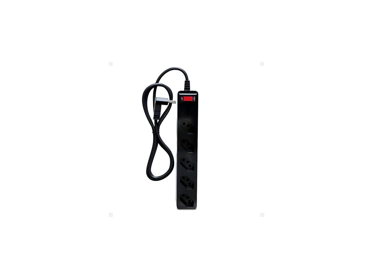 Filtro de Linha iCLAMPER Energia 5 com Proteção contra Surtos Elétricos(DPS) 5 Tomadas, 3 Pinos, 10 Amperes para PC, Notebook, Roteador, Monitor, Impressora, PS5, Alexa e etc, Bivolt, Cabo de 1m Preto