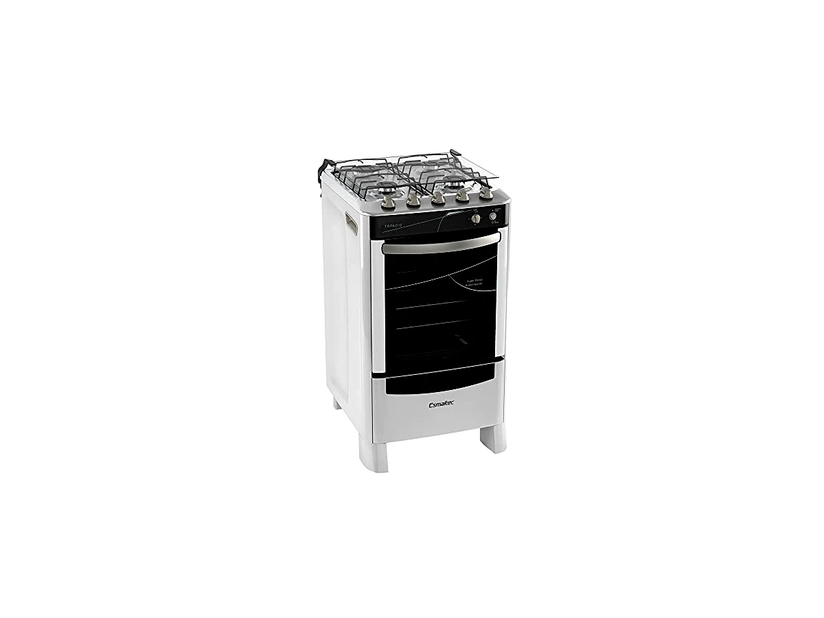 Fogão 4 Bocas Esmaltec Topázio Acendimento Automático, Timer Sonoro e Forno Autolimpante
