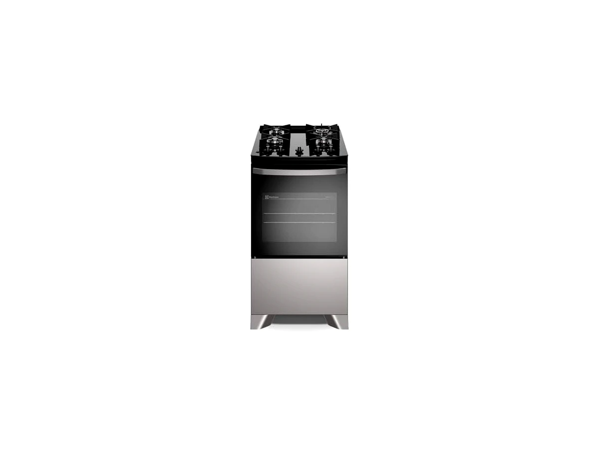 Fogão de Piso 4 Bocas Electrolux Cinza Efficient com Mesa de Vidro, Tripla Chama e PerfectCook (FE4GG)