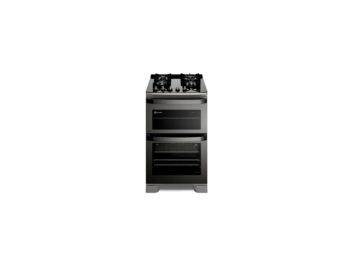 Fogão de Piso 4 Bocas Electrolux Expert Cinza com 2 Fornos, Função Air Fryer, Grill e Timer (FE4AD)