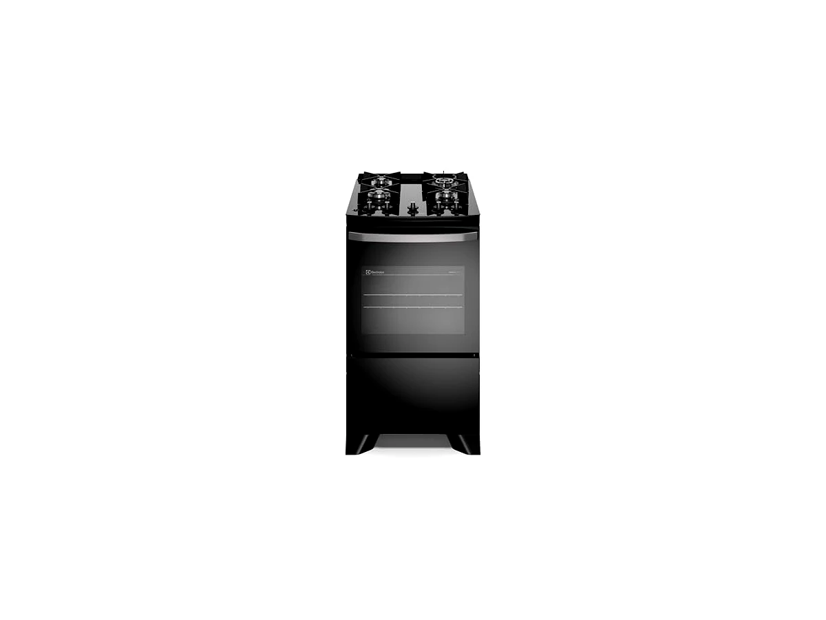 Fogão de Piso 4 Bocas Electrolux Preto Efficient com Mesa de Vidro, Tripla Chama e PerfectCook (FE4GB)