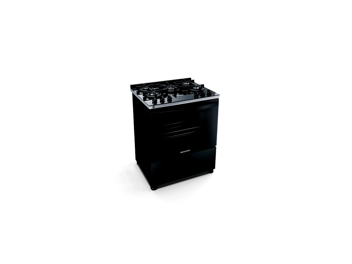 Fogão Brastemp 5 Bocas Preto Com Mesa de Vidro e Turbo Chama - BFS5VCE BIVOLT