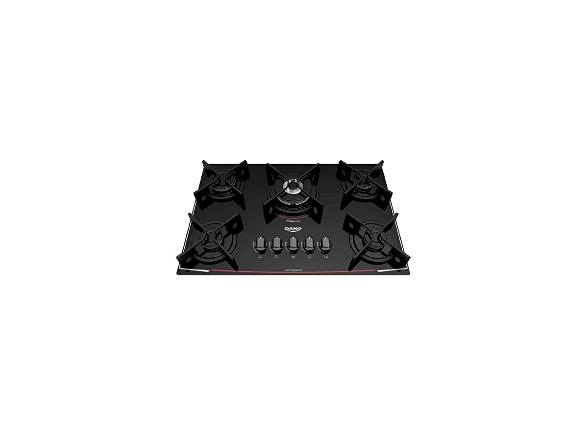 Cooktop a Gás Dako Turbo Cook 5 Bocas Vidro Temperado Preto 300000556