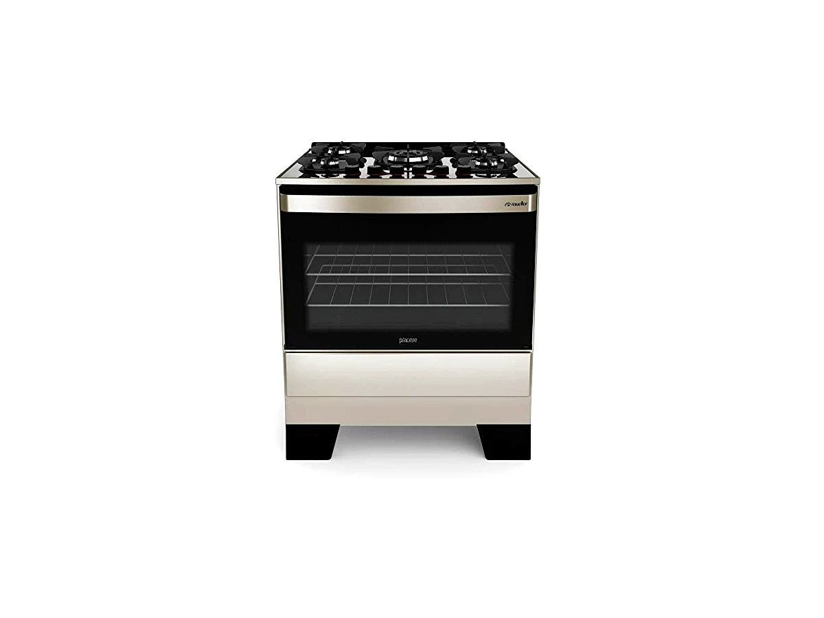 Fogão Mueller 5 Bocas Piacere Vetro Inox com Mesa de Vidro Preto - Modelo 601230006