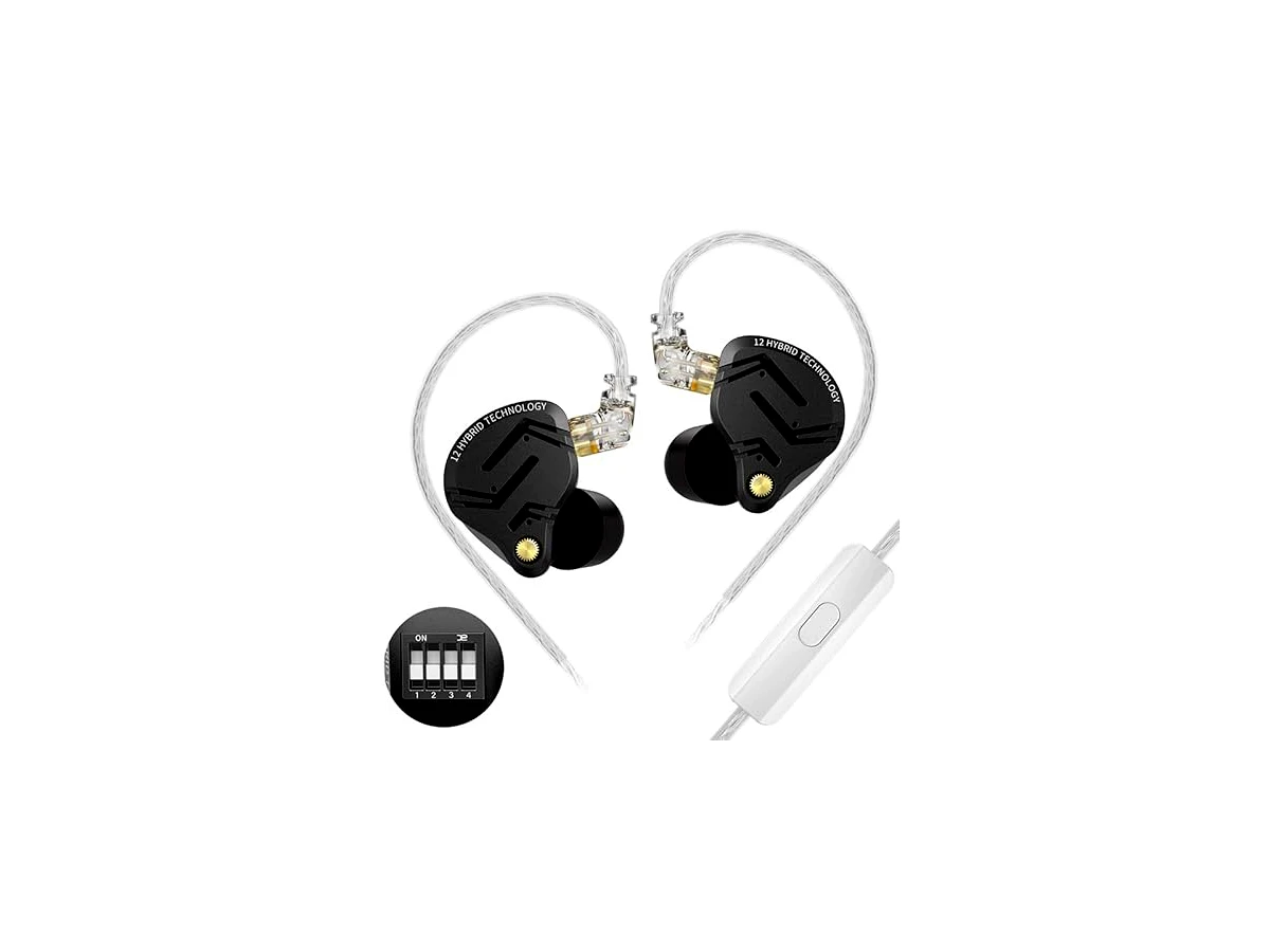 KZ ZS12 PRO X in Ear Monitor Fones de ouvido sintonizáveis 1DD+5BA HiFi Som estéreo Fones de ouvido com cancelamento de ruído com cavidade metálica completa para músicos/cantores (com microfone,