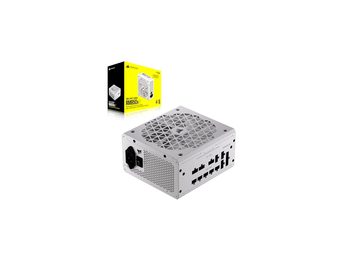CORSAIR RM850x Shift Fonte de alimentação ATX totalmente modular - 80 Plus Gold - ATX 3.1 - PCIe 5.1 - Zero RPM - Interface lateral modular - Branco