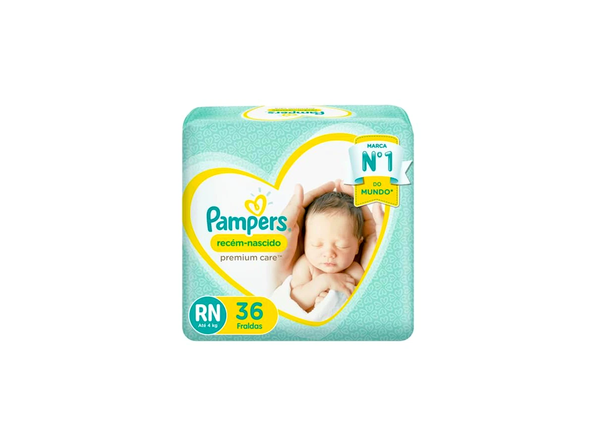 Fralda Pampers Premium Care Recém-Nascido (RN) - Pacote com 36 Unidades