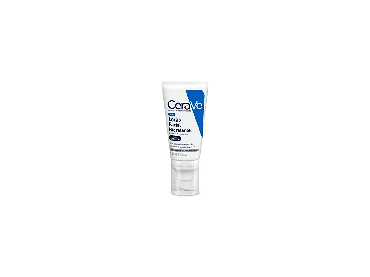 Cerave Loção Facial Hidratante Pm, Uso Noturno para Peles Normais a Secas, com 3 Ceramidas Essenciais e Ácido Hialurônico, Textura Ultraleve, Sem Perfume, 52ml