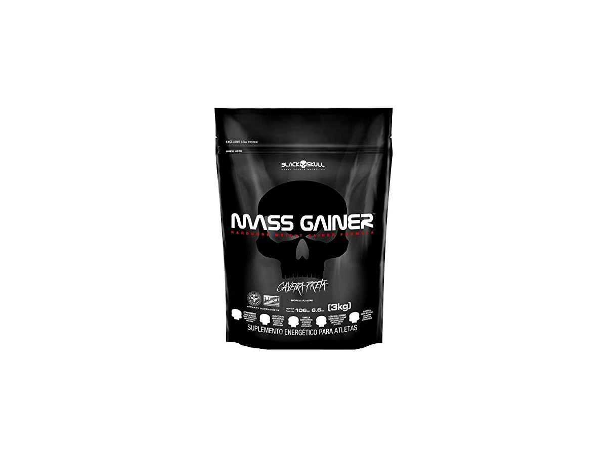 Suplemento Hipercalórico Black Skull Mass Gainer Refil 3kg Sabor Chocolate