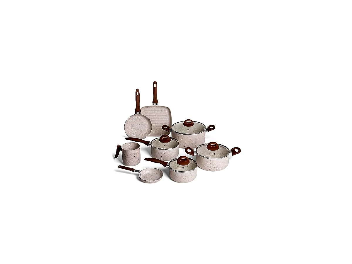 Jogo de Panelas com Revestimento Cerâmico Brinox Ceramic Life Smart Plus 8 Peças Vanilla (Ref: 4791/100)