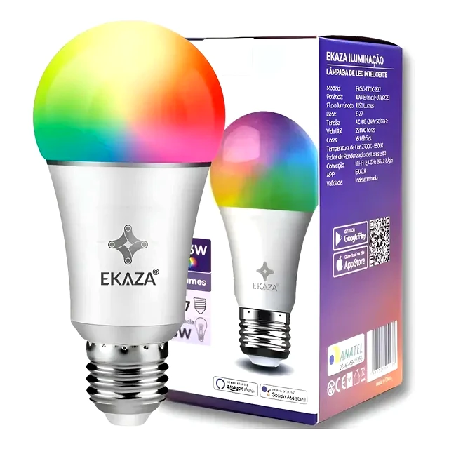 teste Lâmpada Inteligente Ekaza LED Wi-Fi 9W Ekhm-T609
