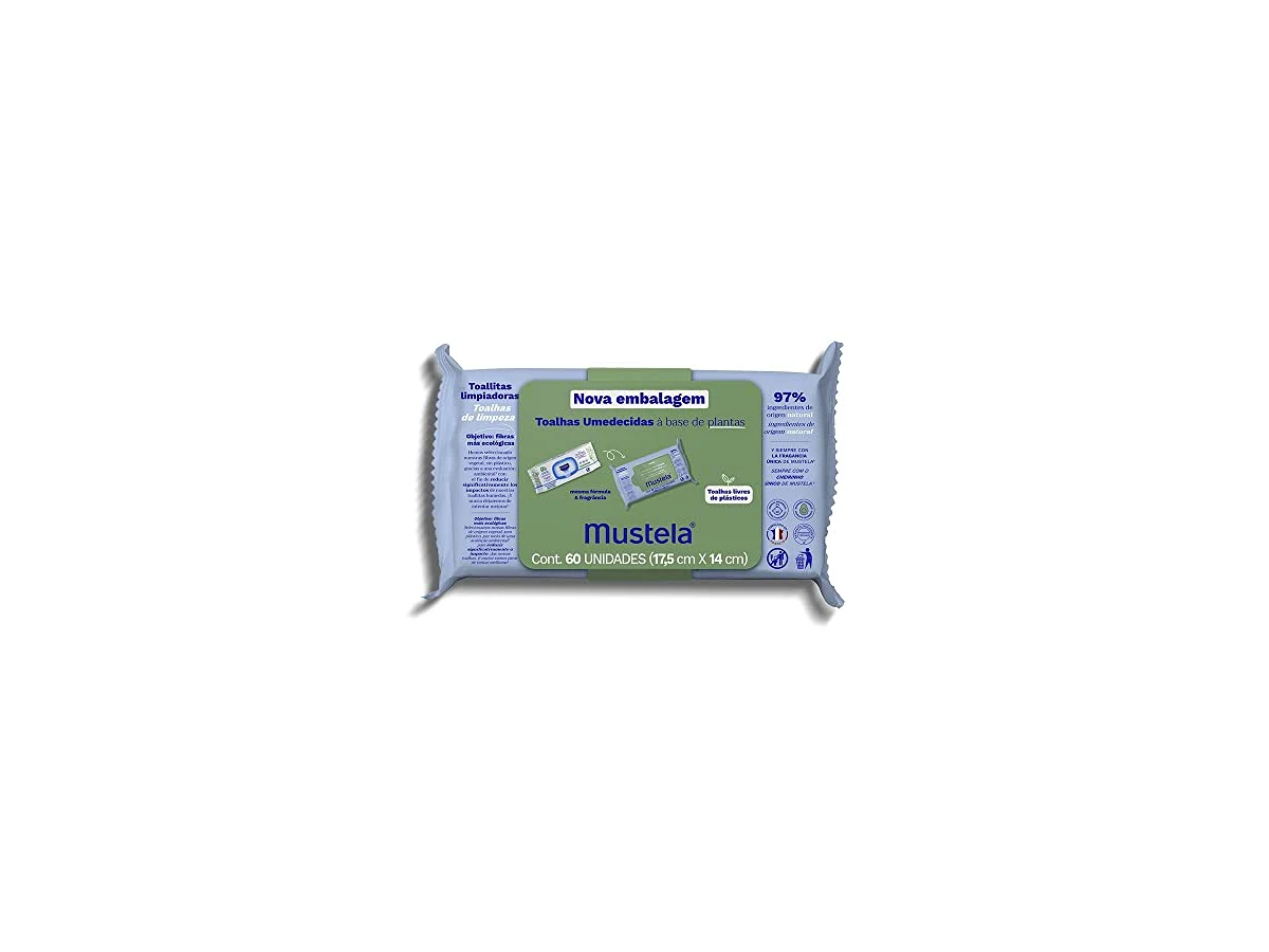 Toalhas Umedecidas Mustela Base de Plantas com Abacate Orgânico (Pacote com 60 unidades)
