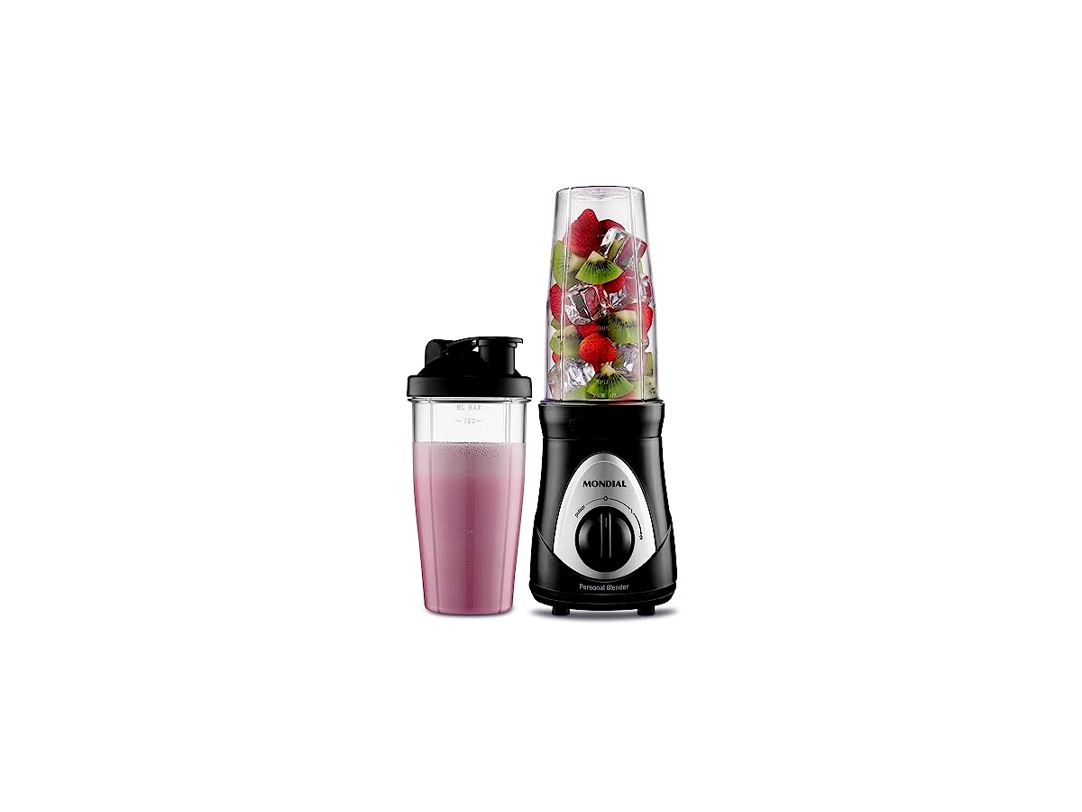 Mini Liquidificador Mondial Personal Blender DG-01 Inox 300W com 2 Copos de 750ml