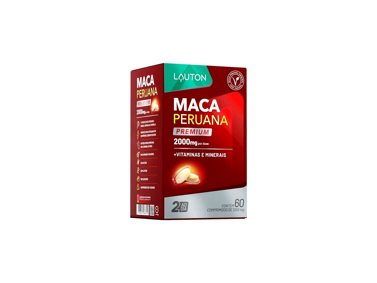 Maca Peruana Premium Clinical Series 1000mg Lauton Nutrition 120 Cápsulas Veganas