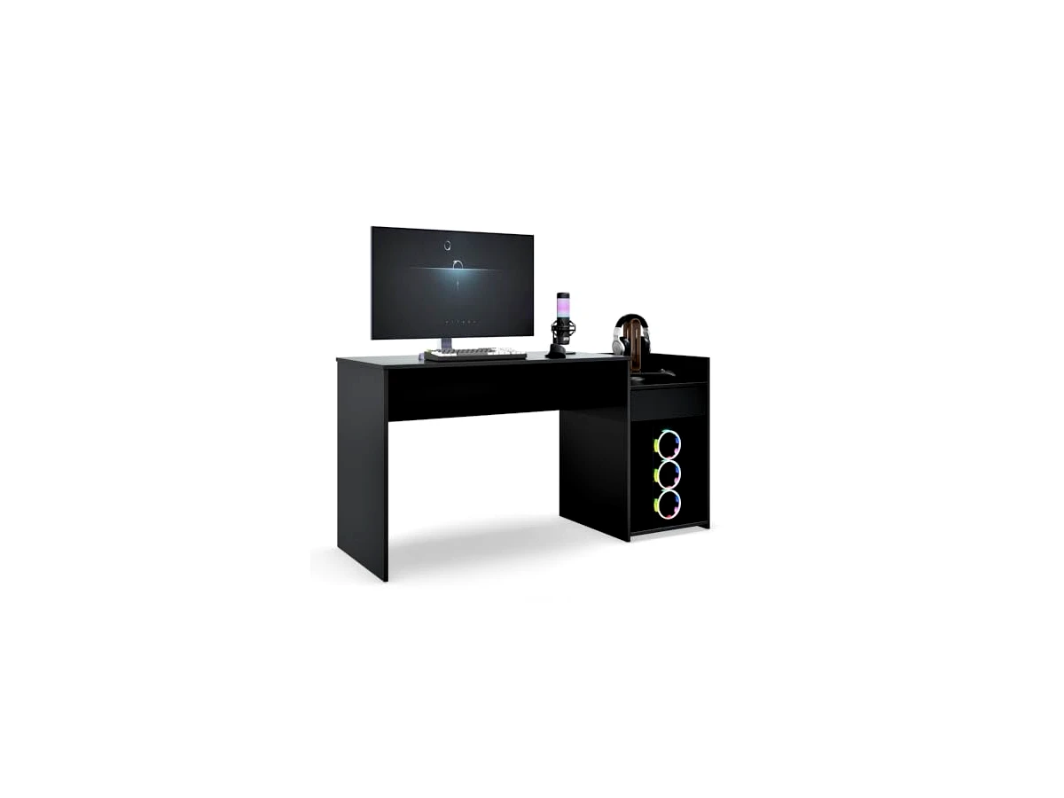 Mesa para Computador Pc Gamer Com Gaveta Nicho Escrivaninha Eros (Preto)