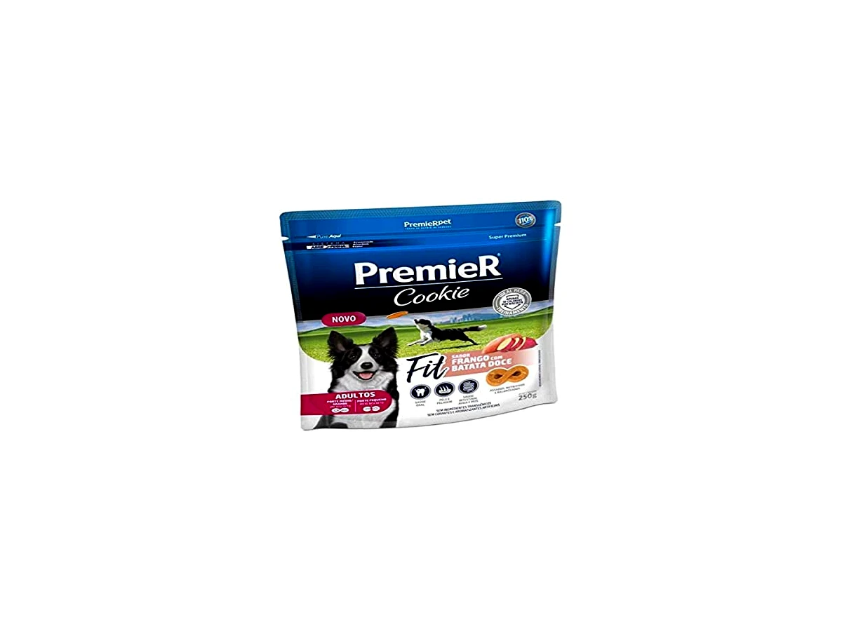 Petisco Premier Cookie Fit para Cães Adultos Sabor Frango e Batata Doce 250g