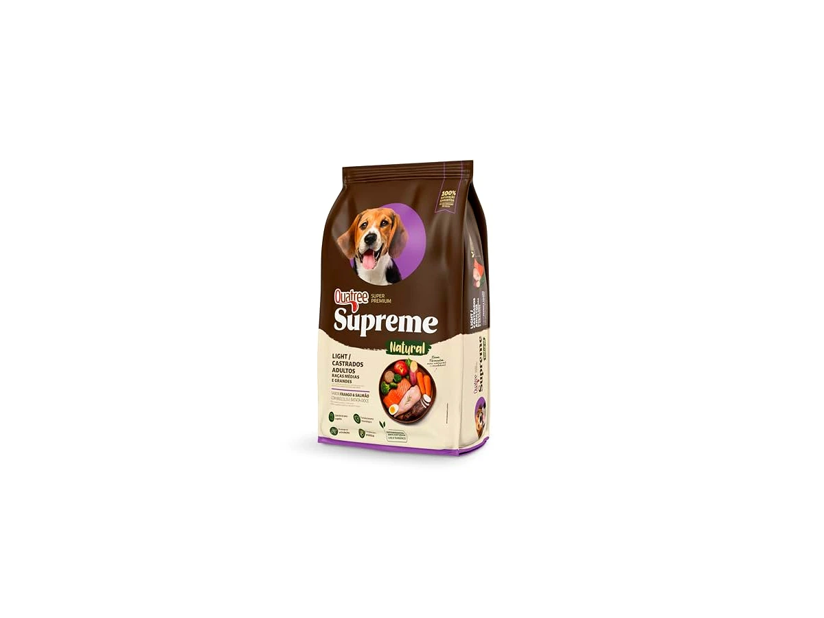 Quatree Supreme Ração para Cães Light Castrados Adultos Raças Médias e Grandes 15kg