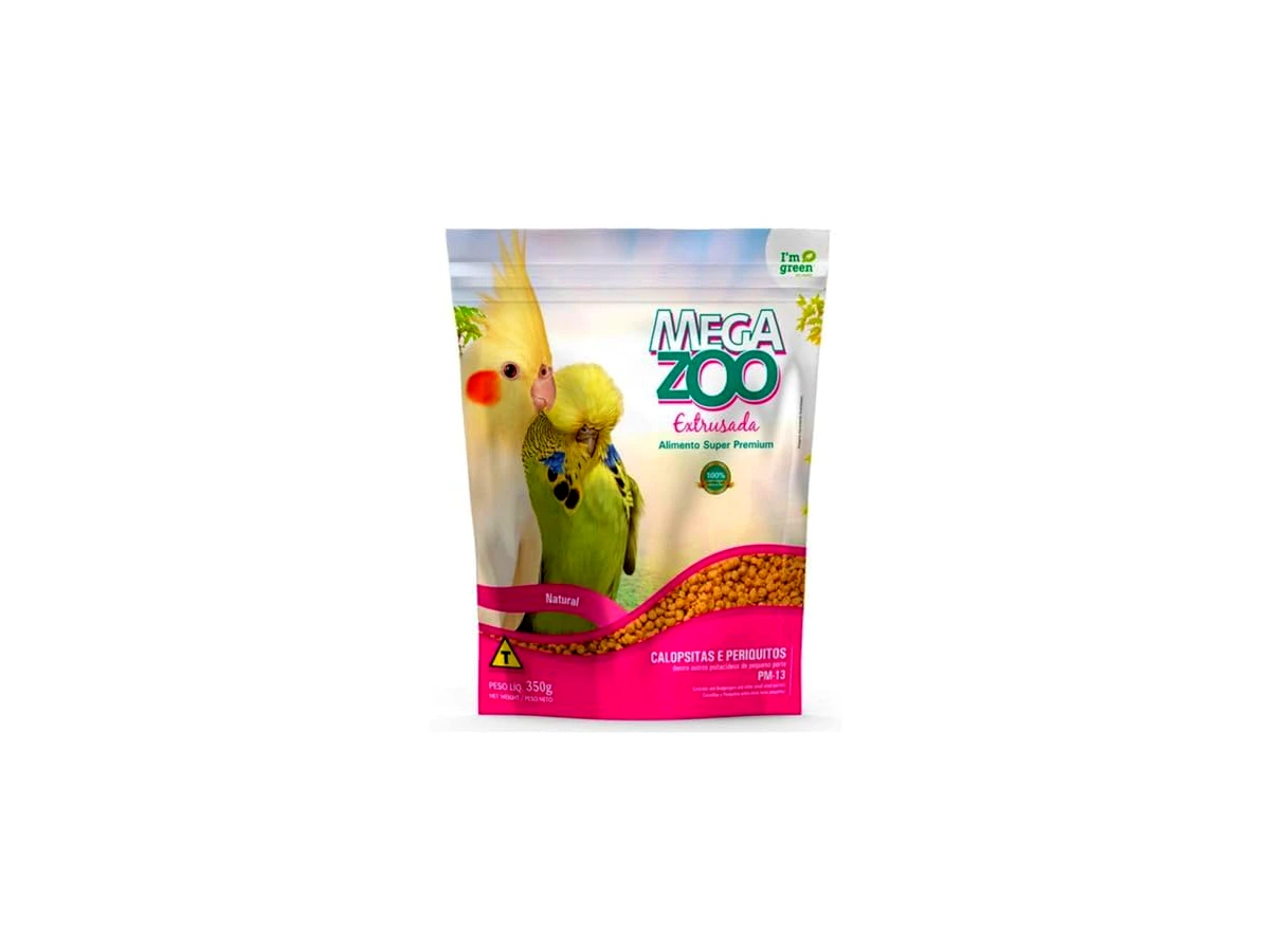 RAÇÃO MEGAZOO EXTRUSADA CALOPSITAS E PERIQUIT PM13 350G