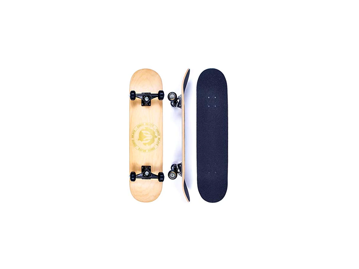 Skate Montado Cisco Logo P/B Iniciante Marfim 8.0" com Trucks Black 139mm e Rolamentos Abec 5