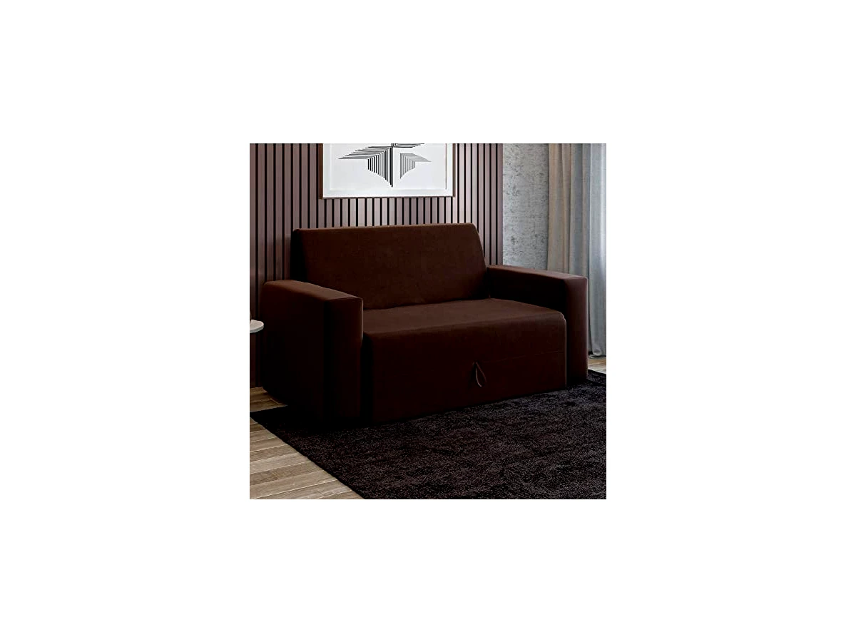 Sofá-cama 2 lugares Pratik 5000 Mamflex Marrom Suede