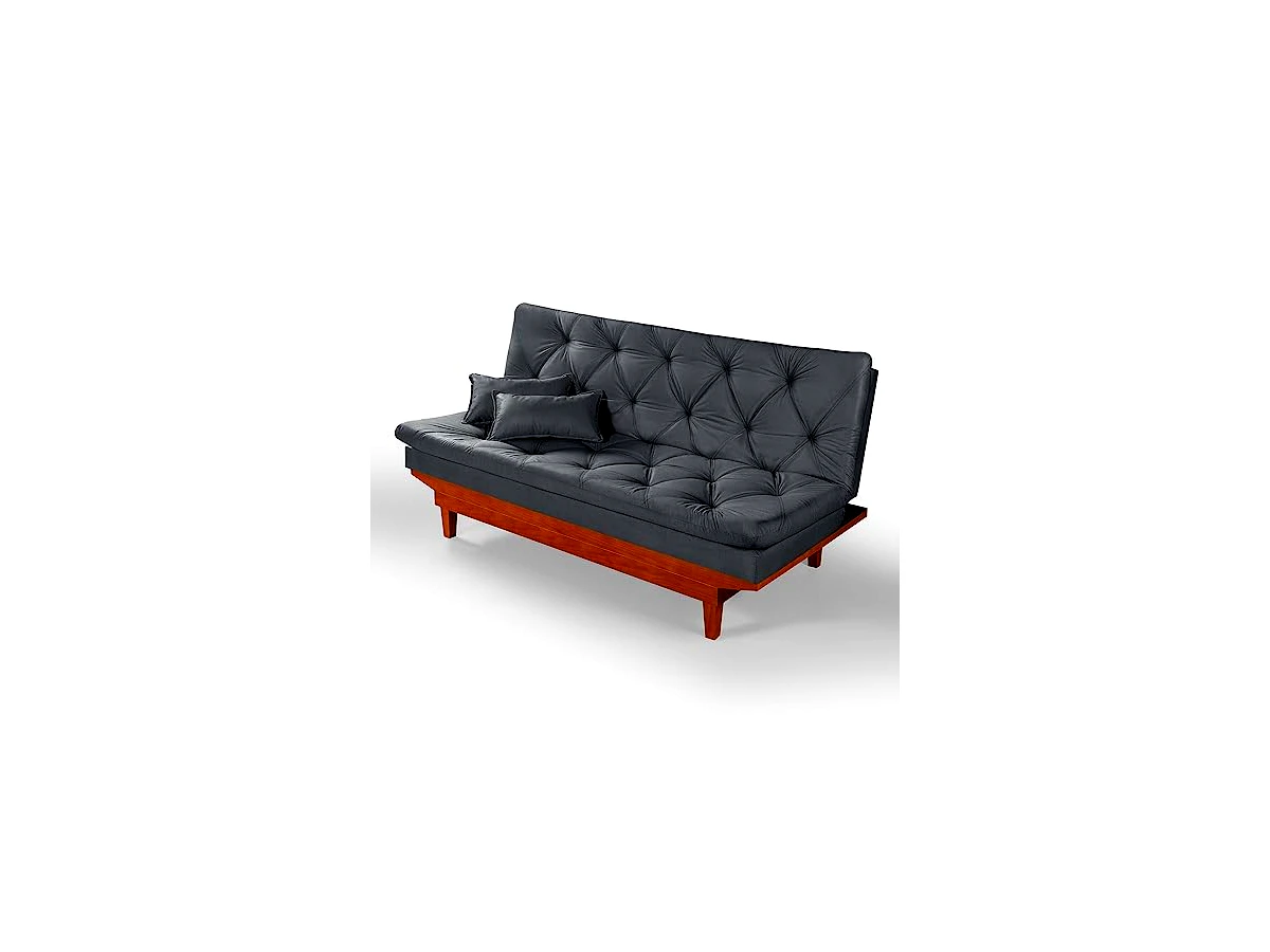Sofa Cama Caribe 3 Posições Base de Madeira Suede Essencial Estofados(Cinza)