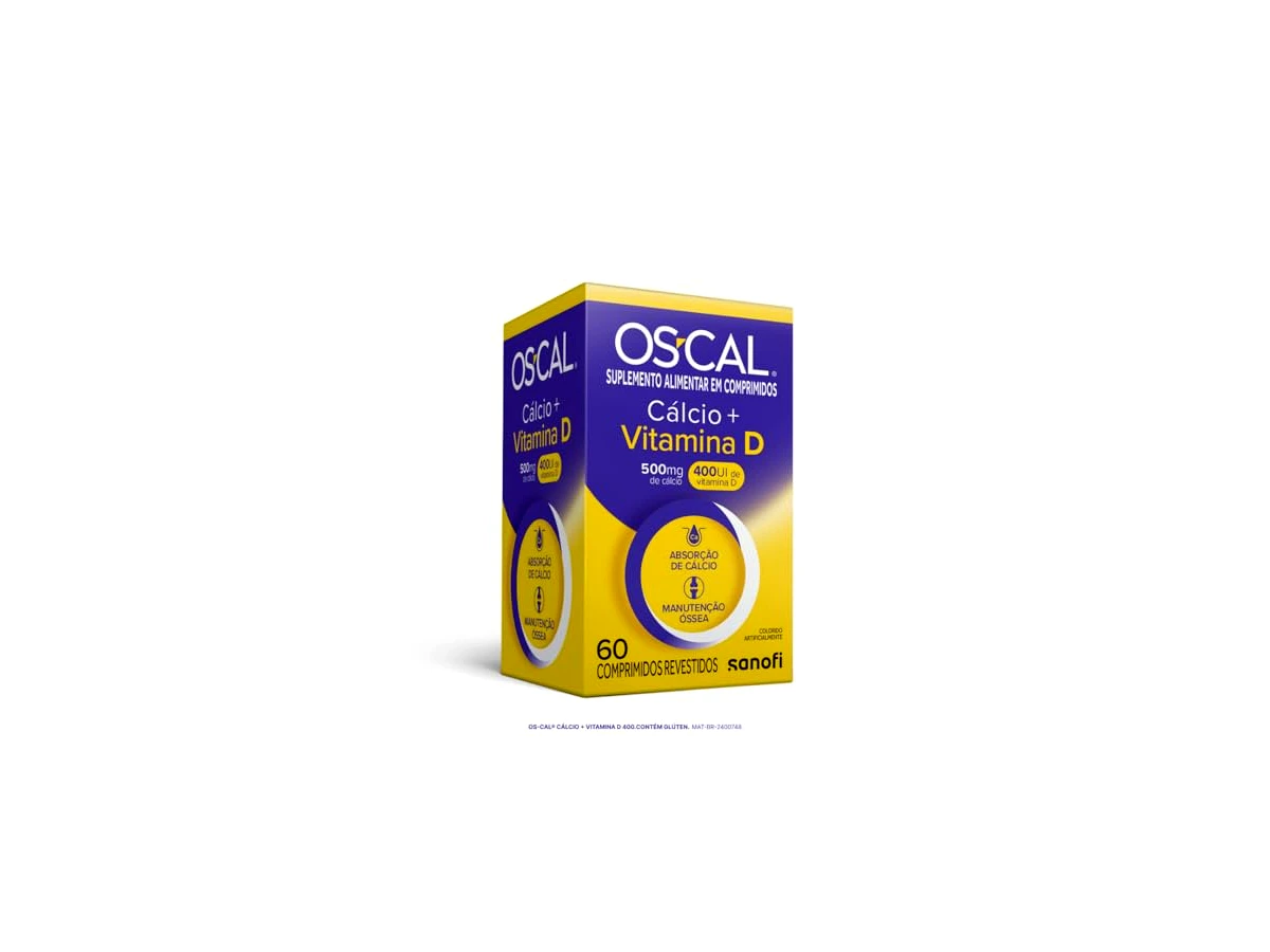 Os-Cal 500mg + D3 400UI - 60 Comprimidos Revestidos (Sanofi)
