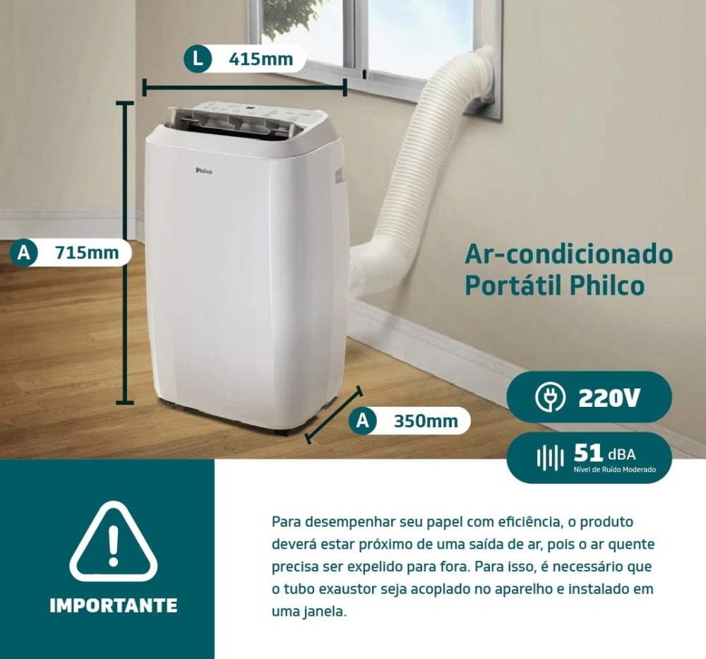 Ar Condicionado Portatil 12000 BTUs Quente e Frio Philco