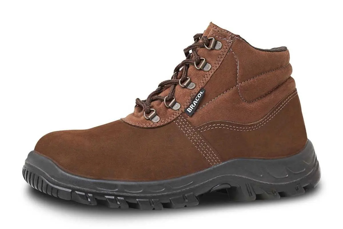 Bota de Seguranca Feminina Bracol Couro Vaqueta com Bico de Aco CA