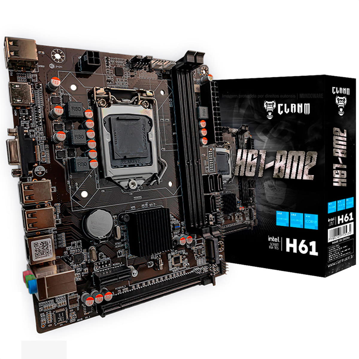 Placa-Mae H61 LGA 1155 DDR3 para Processadores Intel Core i5 e i7